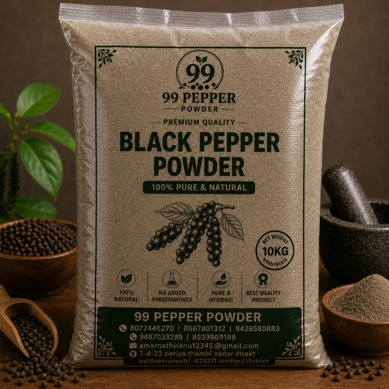 Black Pepper Powder 10kg - Loose Packaging