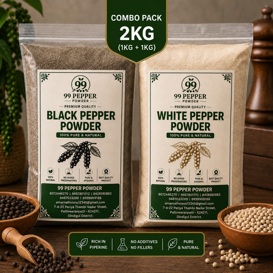 Black Pepper Powder + White Pepper Powder Combo 2kg