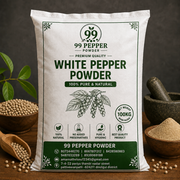 White Pepper Powder 100kg - Branded Packaging